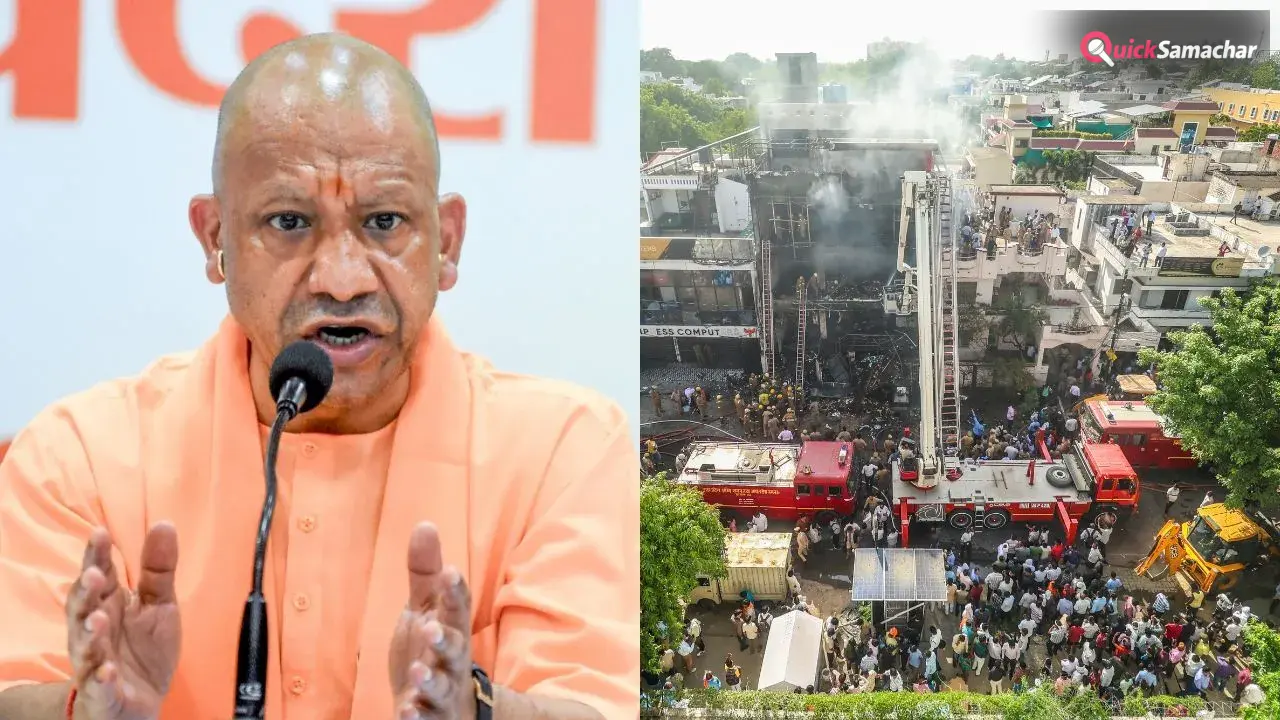 लखनऊ अग्निकांड में 4 अधिकारियों पर गिरी गाज, सीएम योगी ने किया सस्पेंड, बिल्डिंग का मालिक फरार